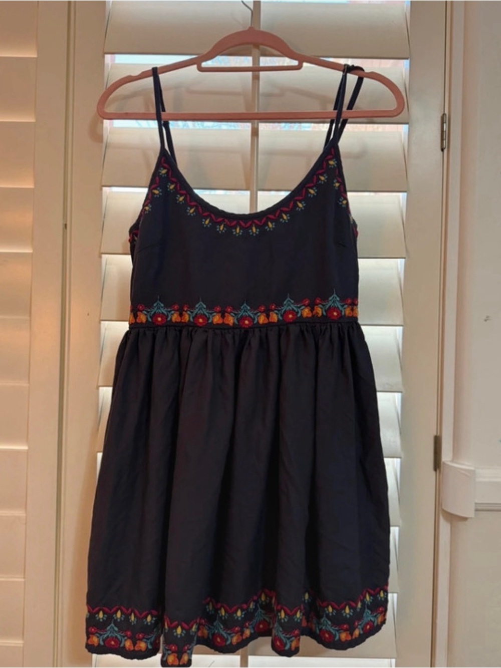 NATURAL LIFE Navy Embroidered Floral Sundress
